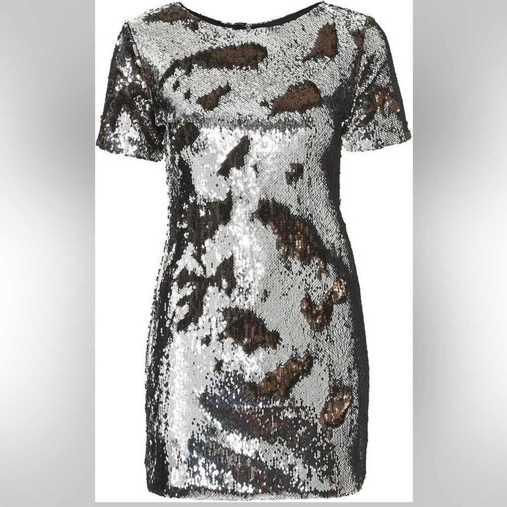 Silver and Bronze Sequin Bodycon Dress